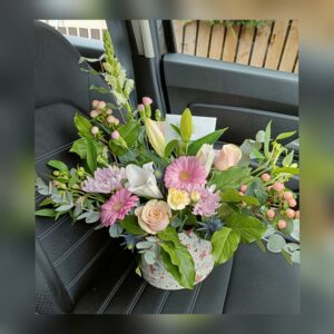 Pink and White Asymmetrical Basket