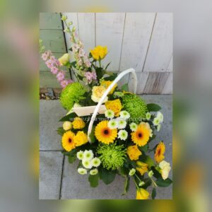 Yellow and White Asymmetrical Basket