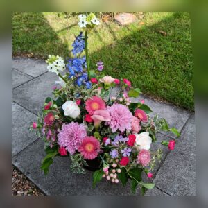 Pink, Purple and White Asymmetrical Basket