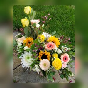 Yellow, Orange and White Asymmetrical Basket