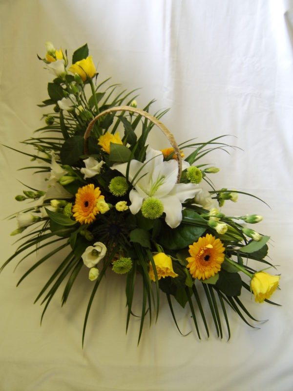 Yellow and White Asymmetrical Basket