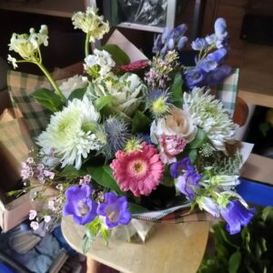 White and Purple Hand tied