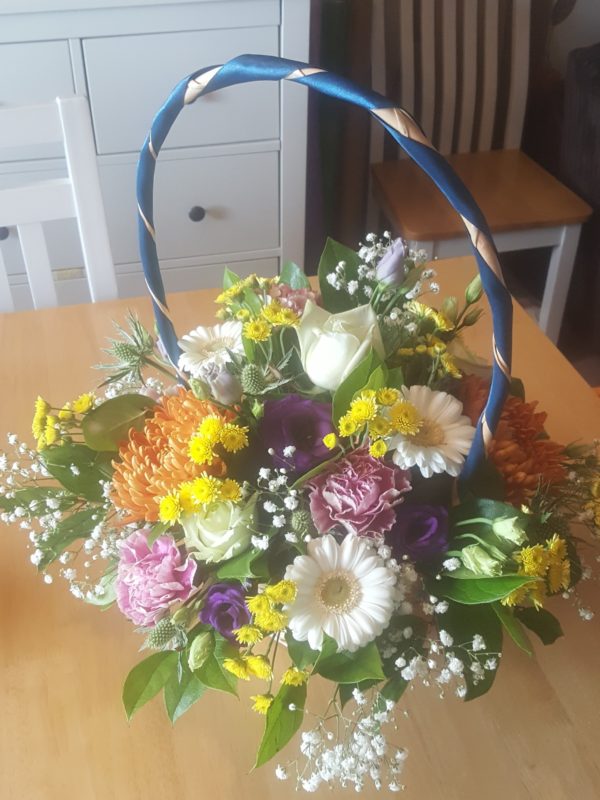 Purple and Yellow Posy Basket