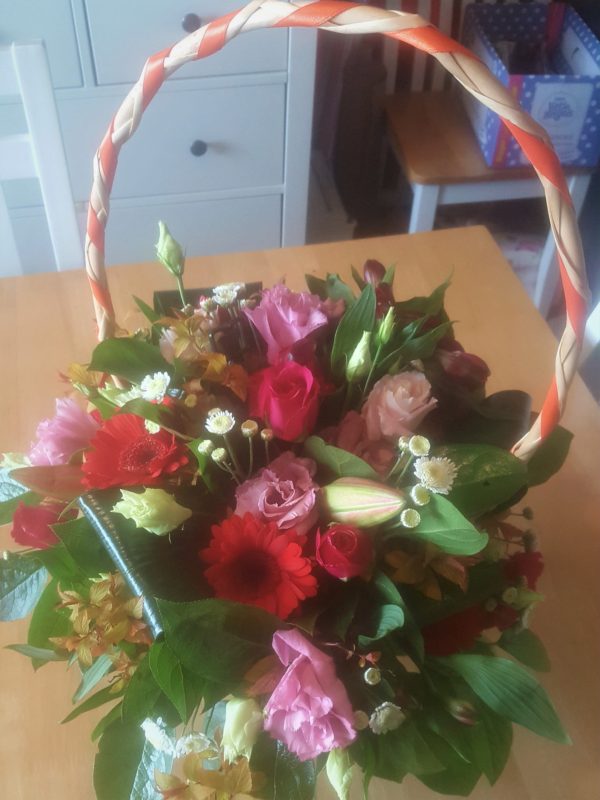 Red and Pink Posy Basket
